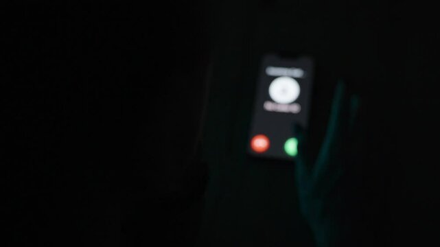 A phone displays a "No Caller ID" call as the user prepares to decline it, avoiding potential fraud.