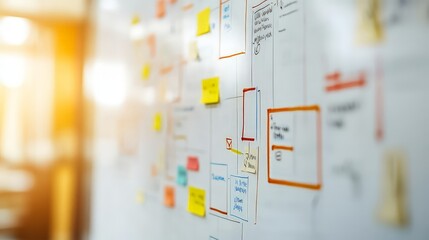 A detailed diagram showing the steps of a business continuity plan on a whiteboard