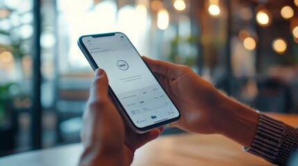 A digital banking interface on a smartphone, with a user making a transaction