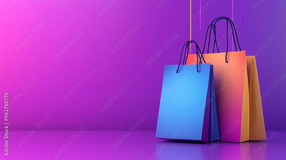 Poster A digital illustration featuring a smartphone app full of vibrant pop-up sales and discounts The items in the app are arranged neatly while the colorful discount notifications float above them