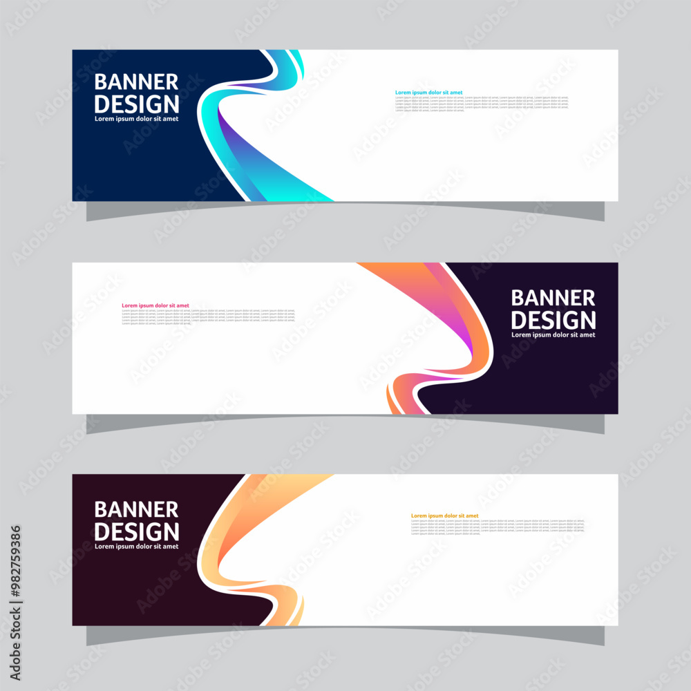 Wall mural vector set of landscape banner background design concept. colorful background business layout templa