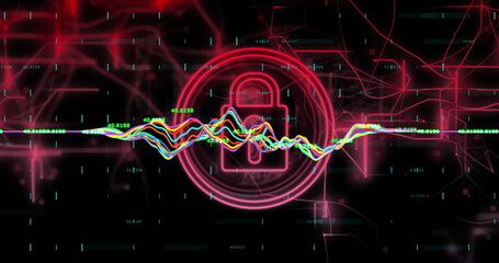 Image of padlock and scope scanning over data processing