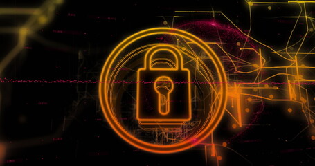 Image of padlock over network of connections