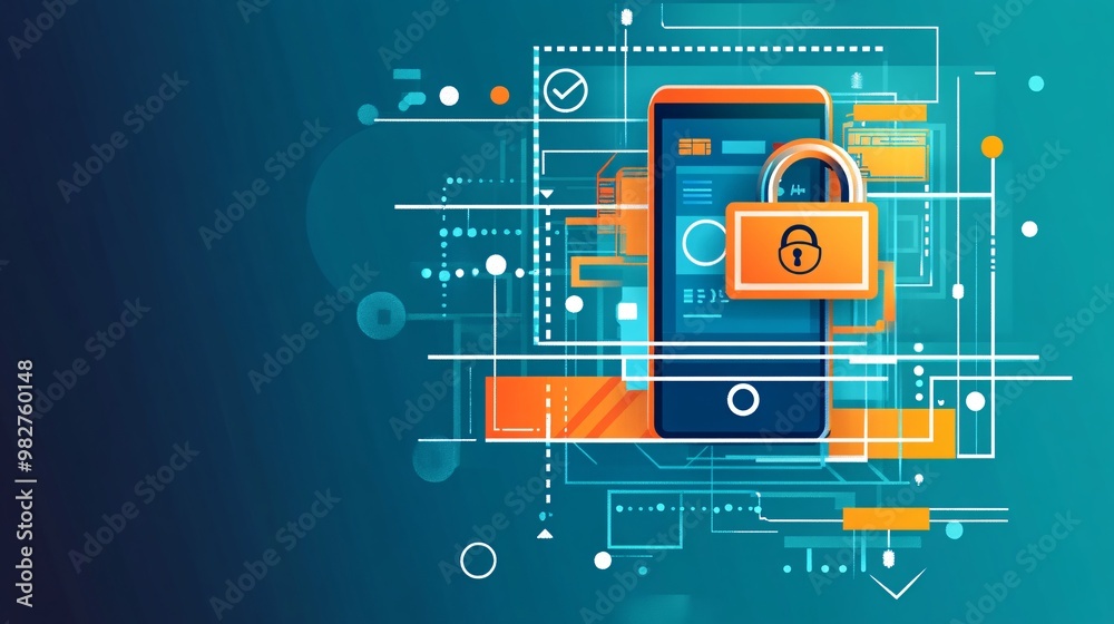 Aufkleber A stylized digital payment interface on a mobile device with secure checkout options The vector illustration uses icons for credit cards and a padlock symbol to emphasize the safety of the