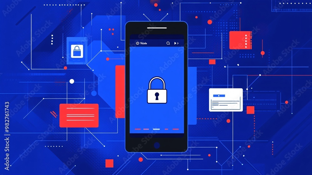 Aufkleber An illustration of a mobile payment app showing a secure checkout option and payment methods The vector art includes a padlock symbol and credit card icons to emphasize transaction safety while