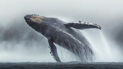 Fototapeta premium majestic breach of a humpback whale leaping from the ocean waters showcasing nature’s powerful beauty and marine wildlife