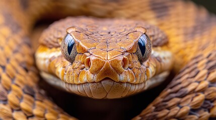 Obraz premium rattlesnake closeup ready to strike with venomous fangs and aggressive predator stance captured in nature wildlife environment
