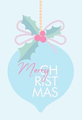 Merry Christmas and Happy New Year greeting poster(banner, card) made of cartoon Christmas and New Year elements in pastel colors with typography.Minimal digital image for cover, layout, poster, flyer