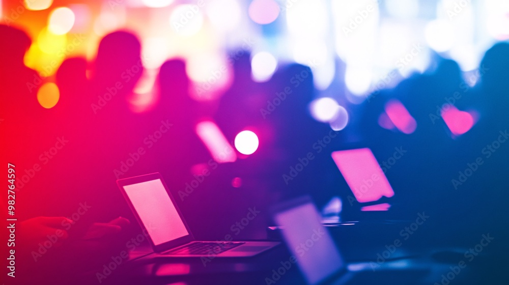 Aufkleber a diverse group of employees, some older and some younger, seated around a conference table using di