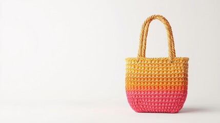 A colorful woven tote bag with a gradient design, ideal for casual outings or shopping.