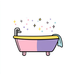 A simple icon of the bathtub in illustration style. Isolated on a white background.