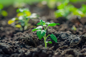 plant seeds growing in the soil. the concept of sustainability for food availability and the concept of growing investment and zakat