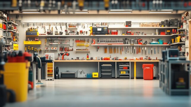A well-organized workshop filled with various tools and equipment for DIY projects.