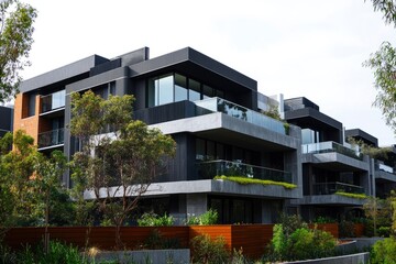 Fototapeta premium Residential and commercial Apartment building in inner Melbourne suburb VIC , Sydney NSW Australia , ai