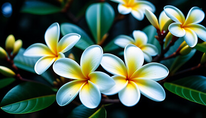 Fototapeta premium beautiful frangipani flowers full bloom