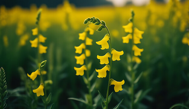 blooming crotalaria juncea field