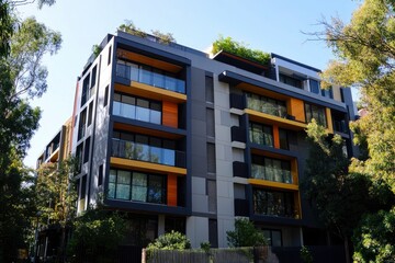 Obraz premium Residential and commercial Apartment building in inner Melbourne suburb VIC , Sydney NSW Australia , ai