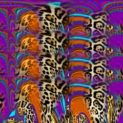 Colorful fashion print leopard designs.Fabric fashion pattern.Wave textile print design,illustration.Fractal colorful pattern.Print pattern illustration.New season fabric print.Textile fashion pattern