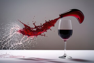 Fototapeta premium Captivating Red Wine Spray Isolated on Light Background