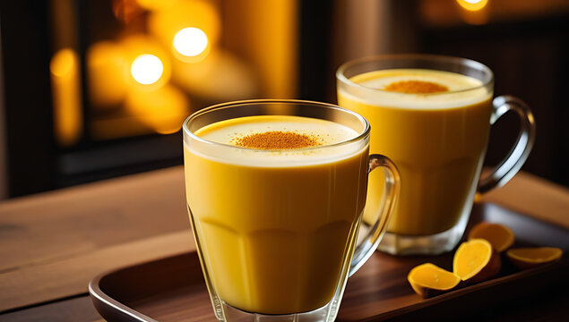 golden turmeric latte cozy setting