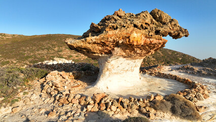 Aerial drone photo of famous stone mushroom, a rare geological phenomenon which the people of the...