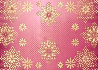Pink backdrop adorned with halftone gold flower patterns provides a subtle yet sophisticated atmosphere for highlighting important messages or design accents