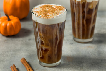 Autumn Iced Pumpkin Spice Latte with Cold Foam