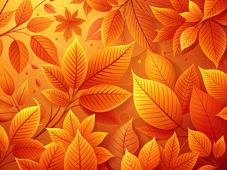 Fototapeta premium Vibrant orange background with layered foliage, ideal for modern and trendy designs requiring a pop of color