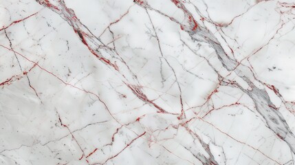 Luxurious White Marble with Red and Grey Veins, opulent texture for elegant skin tile wallpaper, perfect for upscale interiors and sophisticated designs