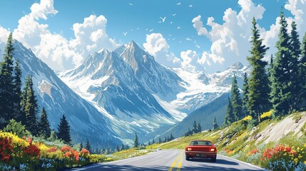 beautiful mountain scenery on a car journey through winding roads offering a scenic drive through nature perfect for an adventurous roadtrip and peaceful escape