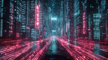 An image composed of a glowing spot of light over light trails and blue mesh. A digitally generated image illustrating global networking and digital interfaces.