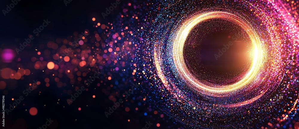 Poster background image for technology digital circle style hud interface display time machine neon light b