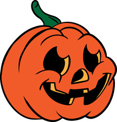 The jack o lantern classic cartoon style for halloween concept .
