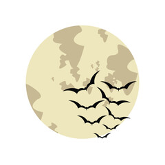 Happy Halloween Moon Background With Bat