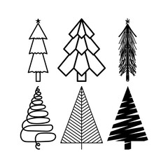 Obraz premium ensemble de sapins de noël vectoriels