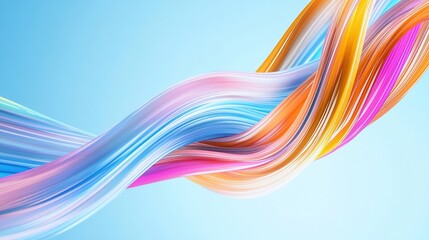 abstract background with colour streamers on light blue background