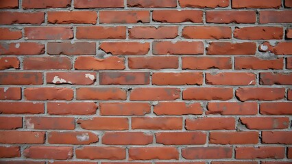 A weathered red brick wall with visible mortar lines, showcasing an aged and rustic appearance. Perfect for industrial, urban, or vintage-themed designs with a raw, textured aesthetic.