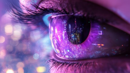 Artwork combining cutting-edge augmented reality interfaces and interactive holograms in a futuristic setting