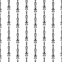 pattern with black and white flowers chain style pattern symbol vector illustrtion 