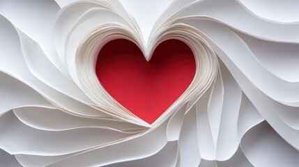 Love Heart Paper Design with White Layers and Red Center