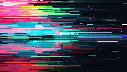 Abstract digital glitch featuring distorted color bars and a noise background. Perfect for tech, media, and creative content, highlighting visual disruption and modern digital aesthetics.