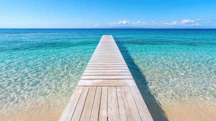 Obraz premium Serene wooden pier over clear blue ocean waters
