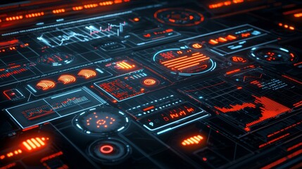 Obraz premium Modern interface, holographic tools, and optimized UI for digital devices