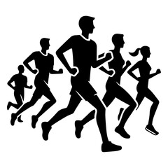 Group of people running icon vector illustration.