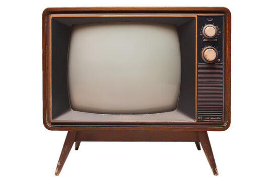 old tv isolated on white background