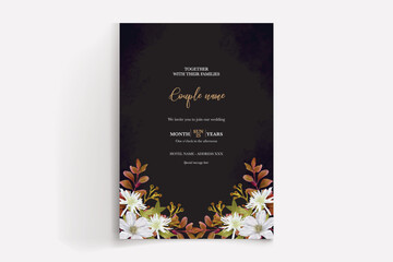 WEDDING INVITATION FRAME WITH FLOWER DECORATIONS WITH FRESH LEAVES