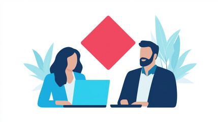 Fototapeta premium A woman and a man working together on a project.