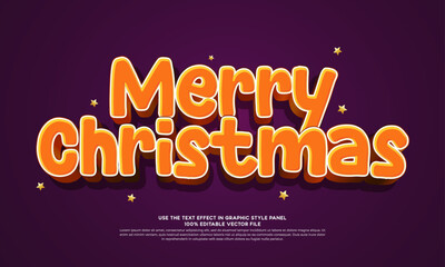 Editable Merry Christmas vector text effect