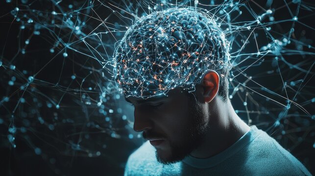 He monitors his brain through electrodes, brain-computer interfaces, electroencephalograms, and Stock simulations