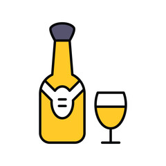 champagne color line icon with white background vector stock illustration